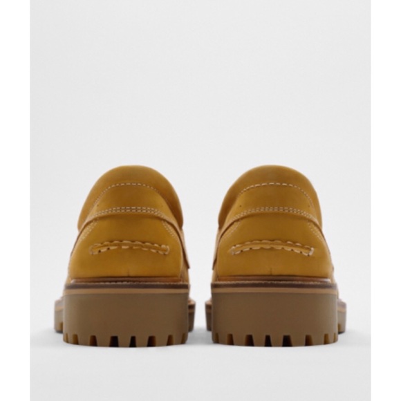 Zara LACED LEATHER BOAT SHOES  Beige Size 8 - Picture 2 of 11